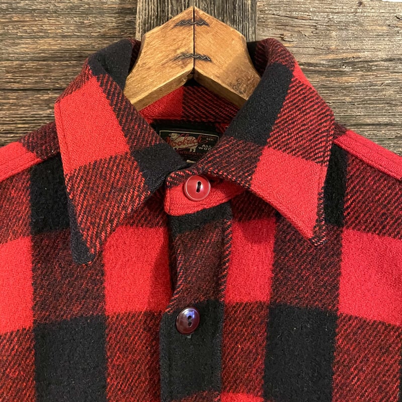 Woolrich 40s 黒タグREG表記 USA製 バッファローチェック ウール