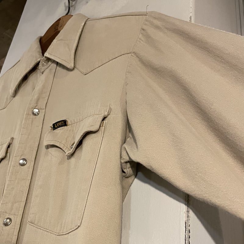 70s Lee L/S ウエスタンシャツ コットン USA製 ベージュ (S2894) | DUFF