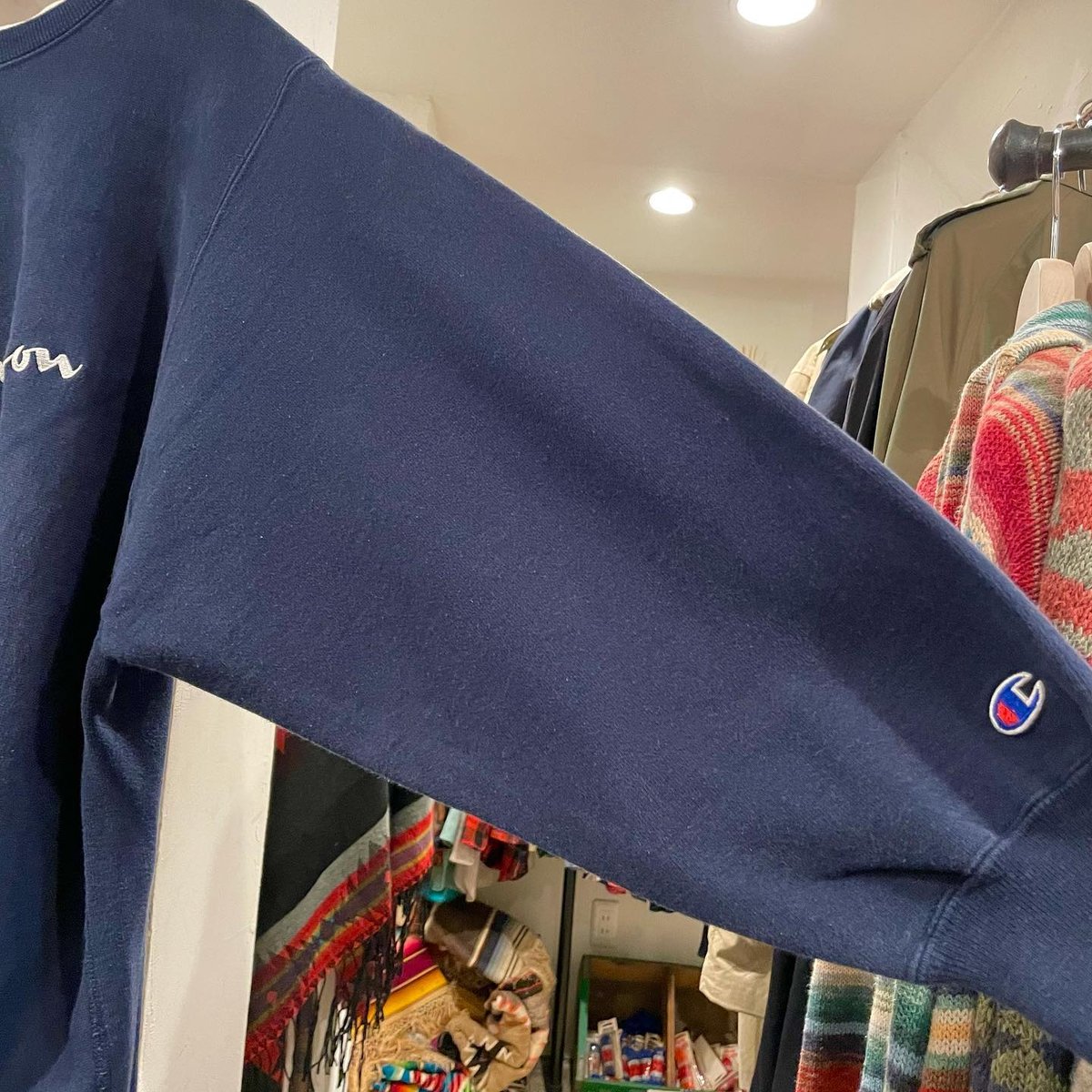 Champion REVERSE WEAVE スウェット サイズM 二重襟 Champion Reverse Weave 2重襟 90s USA製 リバーススウェット 紺