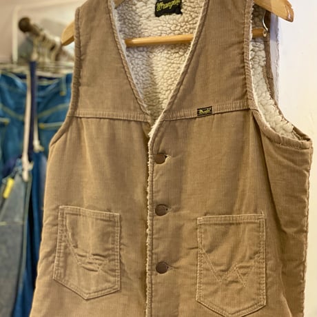 Wrangler　ボアライナー　コーデュロイベスト　80s　USA製　ラングラー　(S0364)