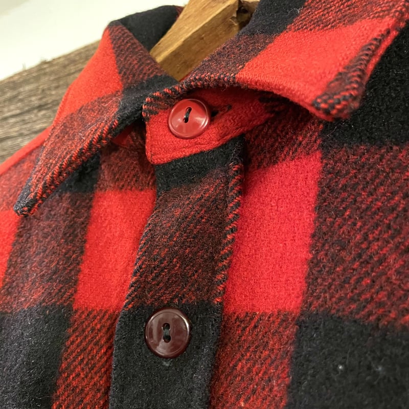 Woolrich 40s 黒タグREG表記 USA製 バッファローチェック ウール