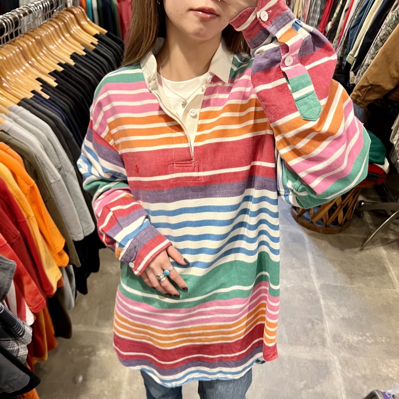 90s POLO by Ralph Lauren L/Sラガーシャツ ラルフローレン ボーダー...