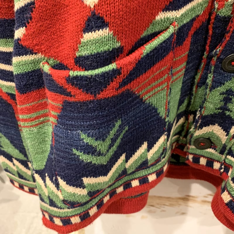 90s Polo by Ralph Lauren ネイティブ柄 ショールカラーニット