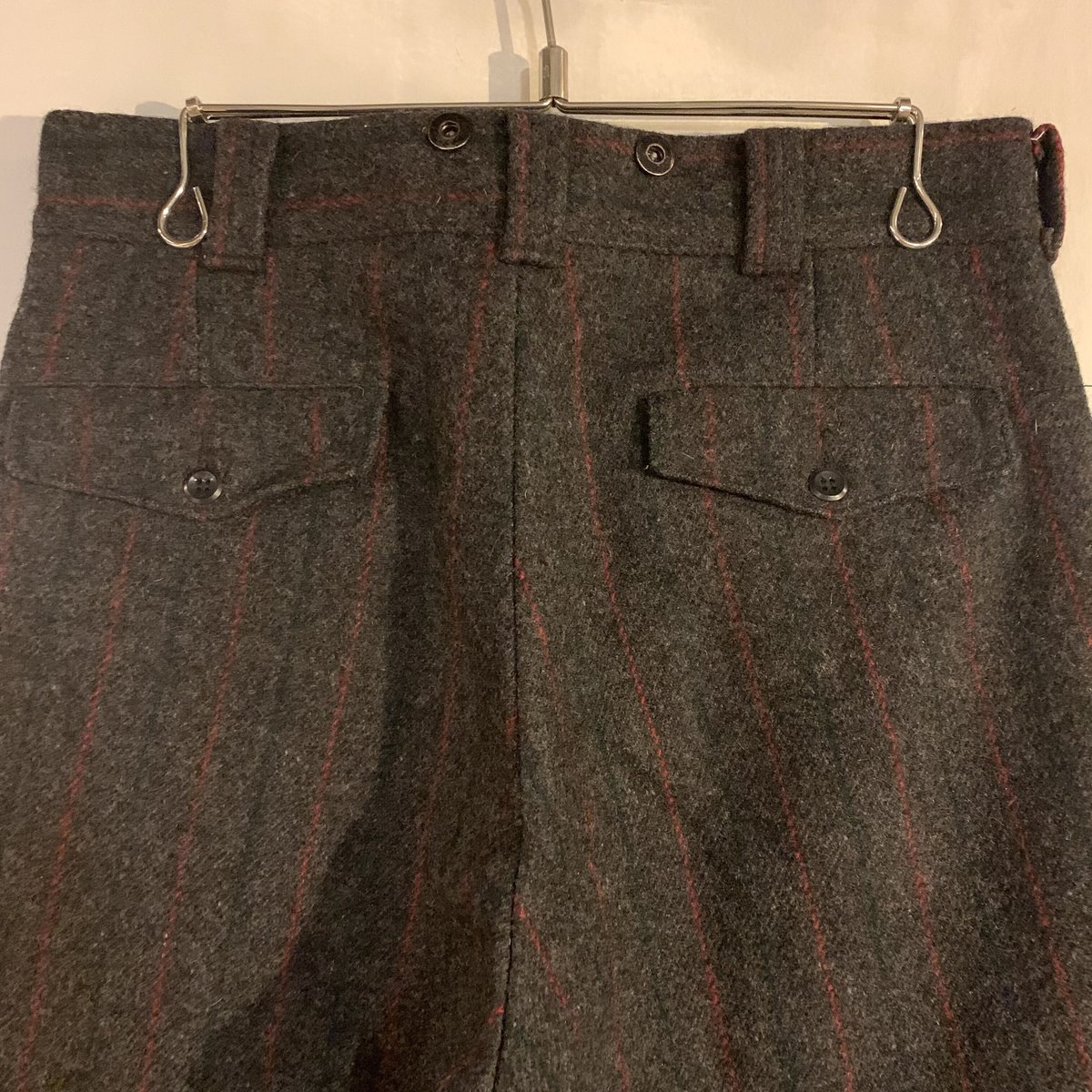 【玄人向け】70's Woolrich ウール ストライプ スラックス ウールストライプベルトレススラックス【秋冬用】 | Wide Range