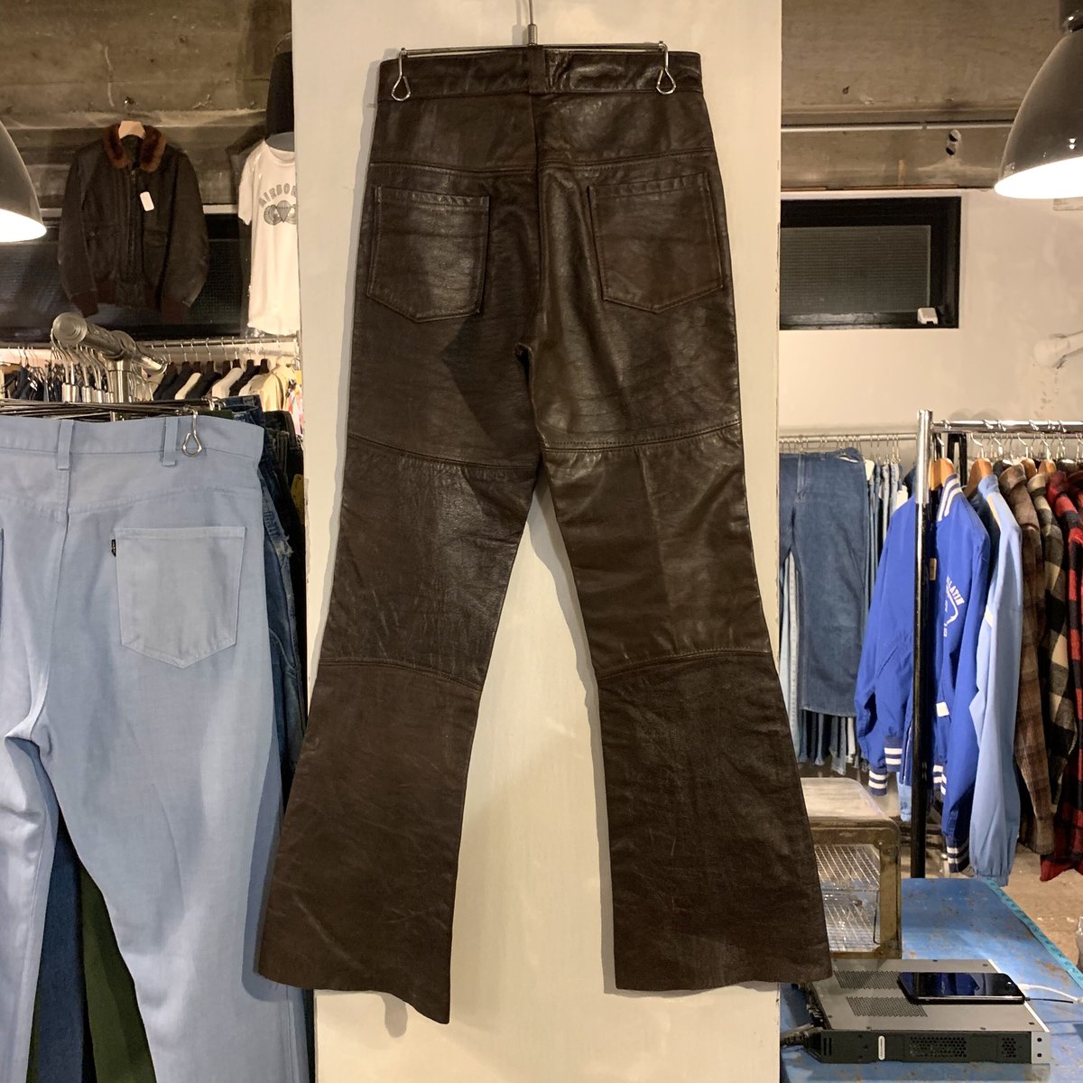70s vintage leather pants モーターサイクル　フレア 70s vintage leather pants モーターサイクル フレア 70s
