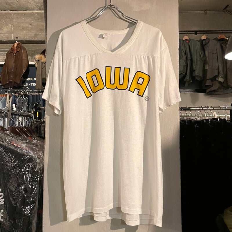 80s S/S Tシャツ IOWA カレッジTシャツ フットボールT USA製 Size XL