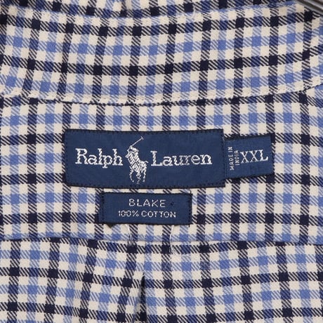 Ralph Lauren　チェック柄　コットンシャツ　ボタンダウン　ビッグサイズ　ラルフローレン　（Y0169)