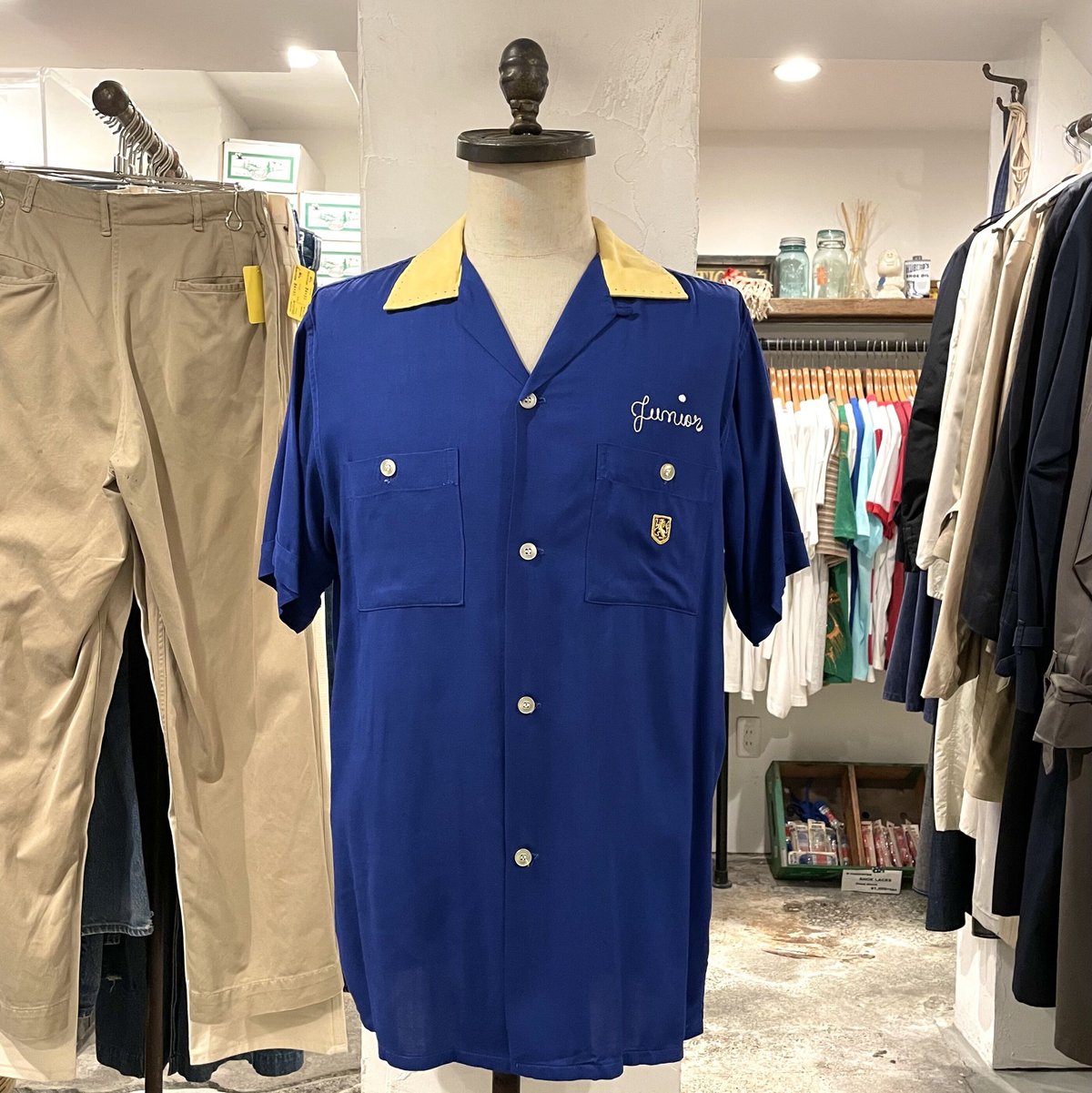 NAT NAST ヴィンテージボウリングシャツ フロッキープリント ユニオン