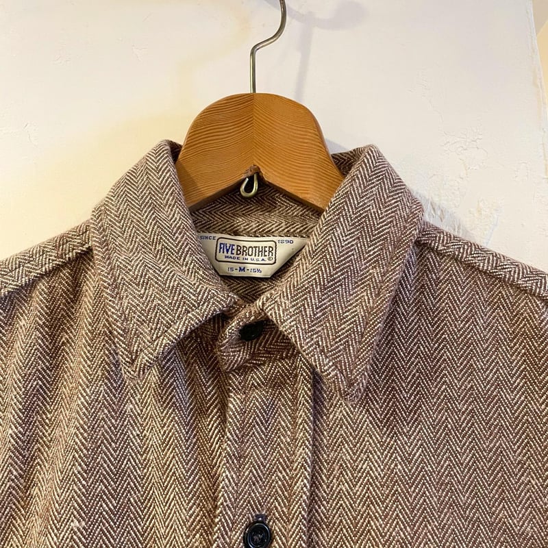 【美品好配色】90s USA製 ファイブブラザー ヘビーフランネルシャツ M 古着 90s USA製 FIVE BROTHER オンブレ シャドー チェック