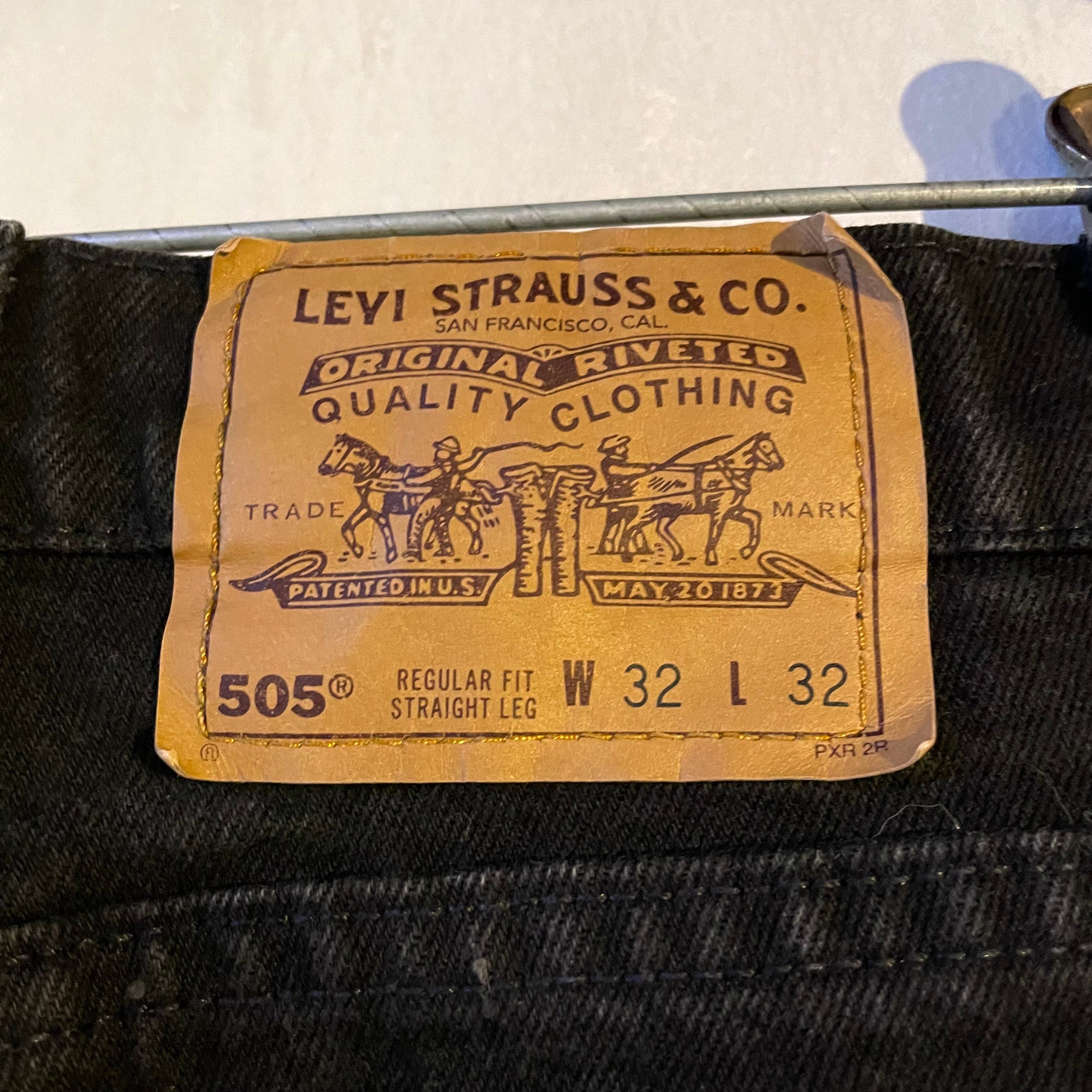 90s Levi's 505 ブラックデニム パンツ 32×32 USA製 オレンジタブ リー