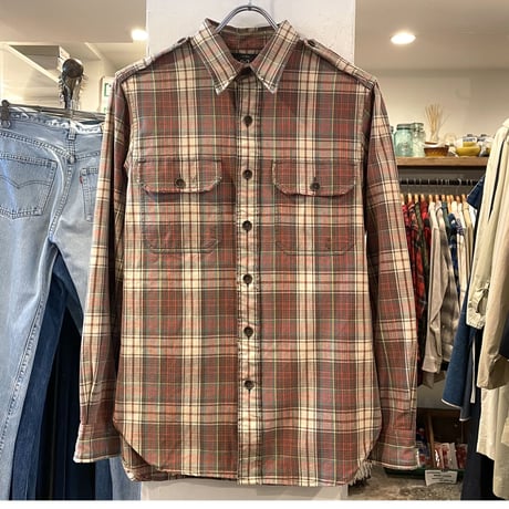 RRL RALPH LAUREN　エポレット　コットンシャツ　チェック柄　マチ付き　ダブルアールエル　ラルフローレン　(S0748)