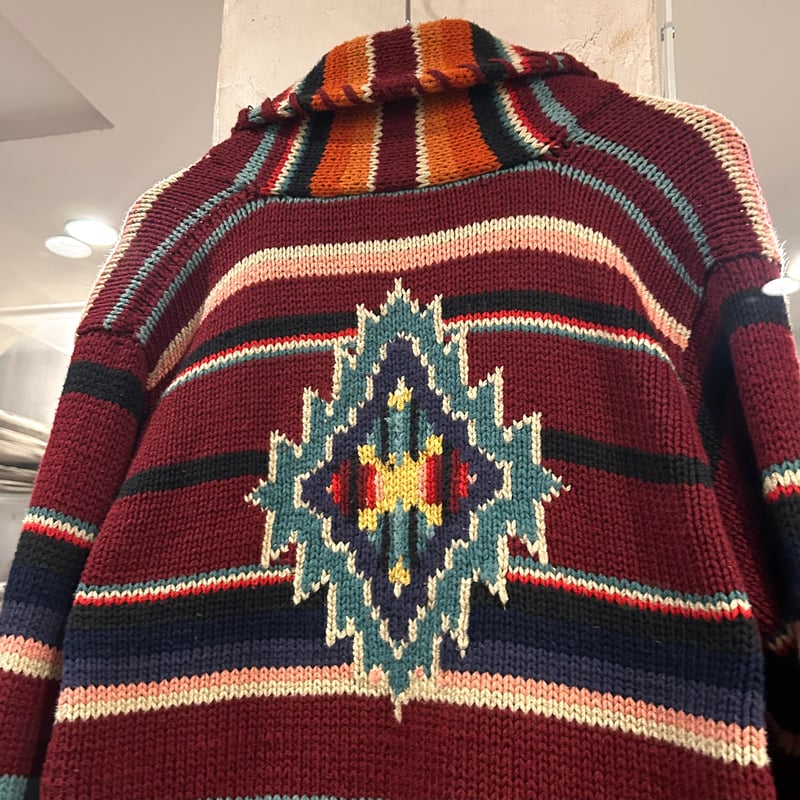 90s COUNTRY RALPH LAUREN ネイティブ柄 ショールカラーガウン 90s COUNTRY RALPH LAUREN ネイティブ柄 ショールカラーガウン
