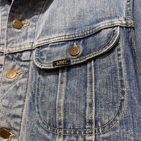 70s　Lee 220-J　デニムジャケット　USA製　Size 38相当　リー　2ポケ　左綾　(S5736)