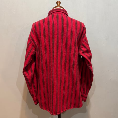 80s　ST JOHN’S BAY　BIG MAC　L/S ネルシャツ　USA製　Size L　セントジョンズベイ　ストライプ　コットンシャツ　(S5191)