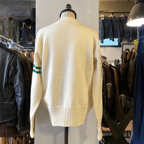 60s　ART KNITTING MILLS　Vintage Letterd Sweater　レタード　ニット　セーター　USA製　オフホワイト　DETROIT　(S3375)