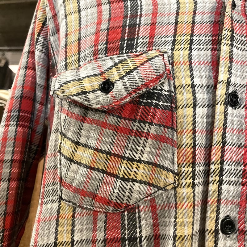 好配色！状態◎！70s FROST PROOF コットンネルシャツ L USA 70s FROSTPROOF ネルシャツ USA製 コットンシャツ チェック柄