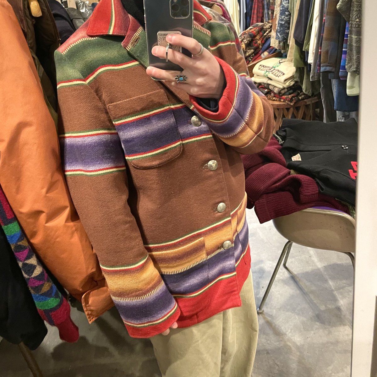 RALPH LAUREN COUNTRY 90s USA製 ネイティブ柄 ラグジャケット Sサ RALPH LAUREN COUNTRY 90s USA製 ネイティブ柄 ラグジャケット Sサ