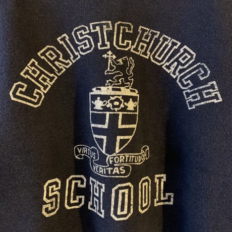 60s　Vintage sweat　カレッジスウェット　ヴィンテージスウェット　CHRISTCHURCH SCHOOL　クライストチャーチ　紺色　(S2153)