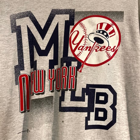 90s　Hanes　S/S Tシャツ　USA製　SizeXXL　MLB　NYヤンキース　ビッグサイズ　(S4095)