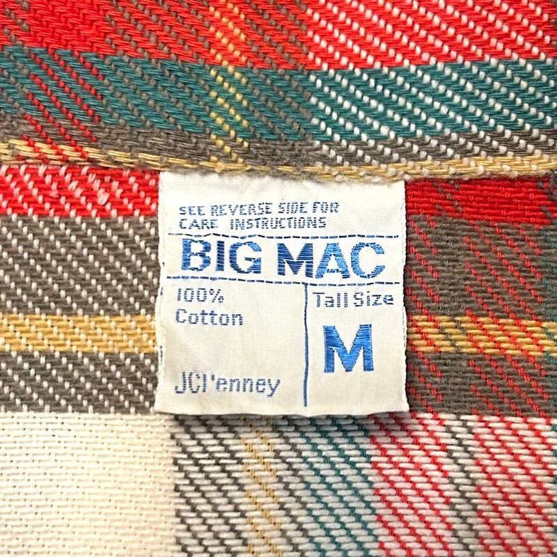 70s BIG MAC L/S ネルシャツ Size M 単色タグ ビッグマック (S4616