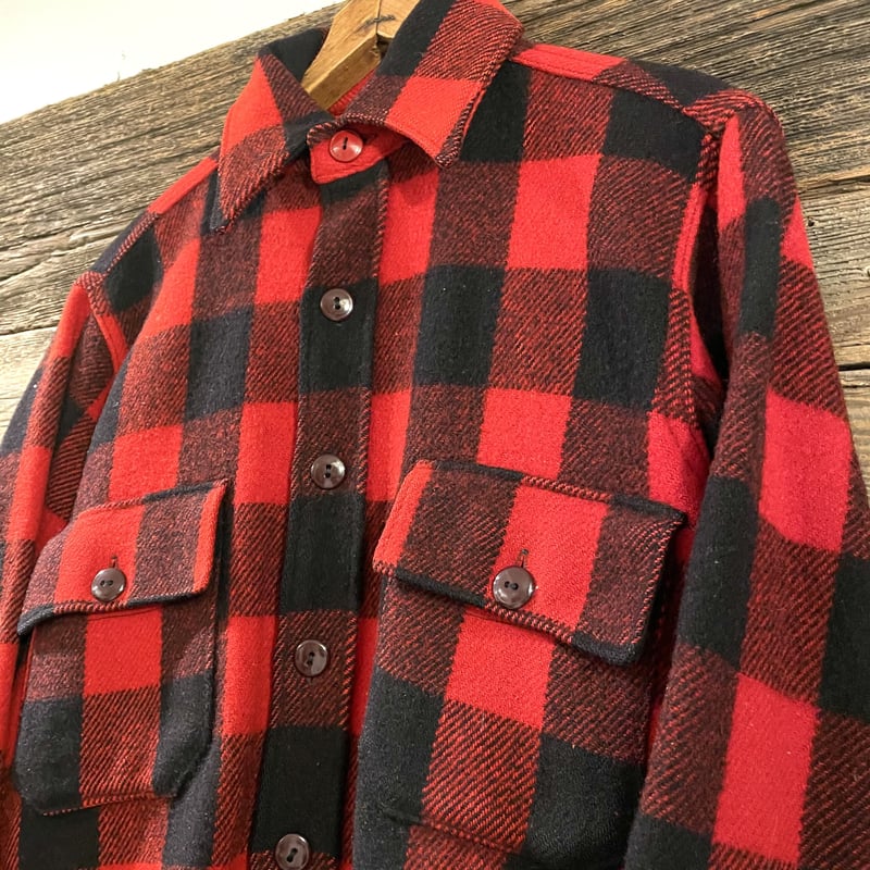 Woolrich 40s 黒タグREG表記 USA製 バッファローチェック ウール