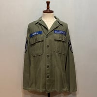 60s　US AIR FORCE　ユーティリティシャツ　Size SMALL　筒袖1st Type 後期　OG 107 COTTON SATEEN　ミリタリーシャツ　1962年　(S5356)