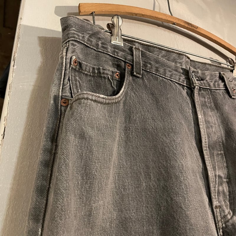 90s Levi's 501 先染めブラックデニム パンツ 36×28 USA製 カットオフデ