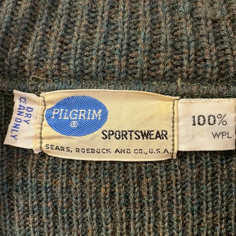 50s〜　PILGRIM　Vintage Wool Sweater　ウールセーター　ポケット付き　USA製　(S1627)
