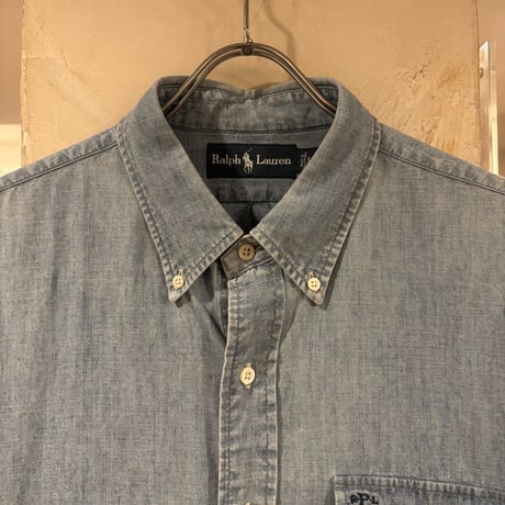Ralph Lauren　L/S シャンブレーシャツ　Size L　ラルフローレン　ボタンダウンシャツ　コットンシャツ　(S5213)