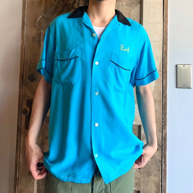 60s Hilton Vintage Bowling Shirt ボウリングシャツ チェーンス...