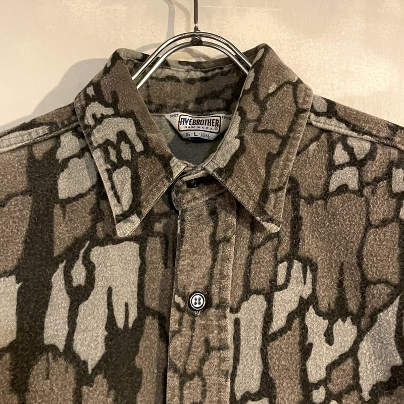70s FIVE BROTHER シャモアクロス シャツ TREBARK柄 ツリーバーク ファ
