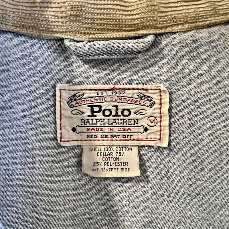 80s POLO RALPH LAUREN インディアンヘッド デニムジャケット 白 80s POLO RALPH LAUREN インディアンヘッド デニムジャケット 白