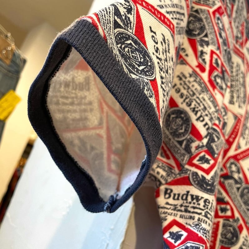 Budweiser 60s 総柄 ショートスリーブ スウェットシャツ 半袖