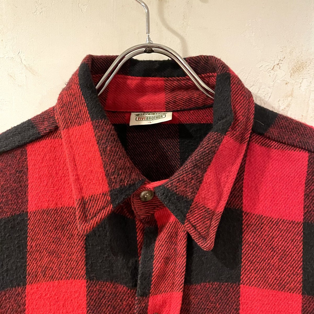 80s FIVEBROTHER バッファローチェック ヘビーネルシャツ USA製 80s FIVE BROTHER ネルシャツ バッファローチェック USA製 80年代 (S1