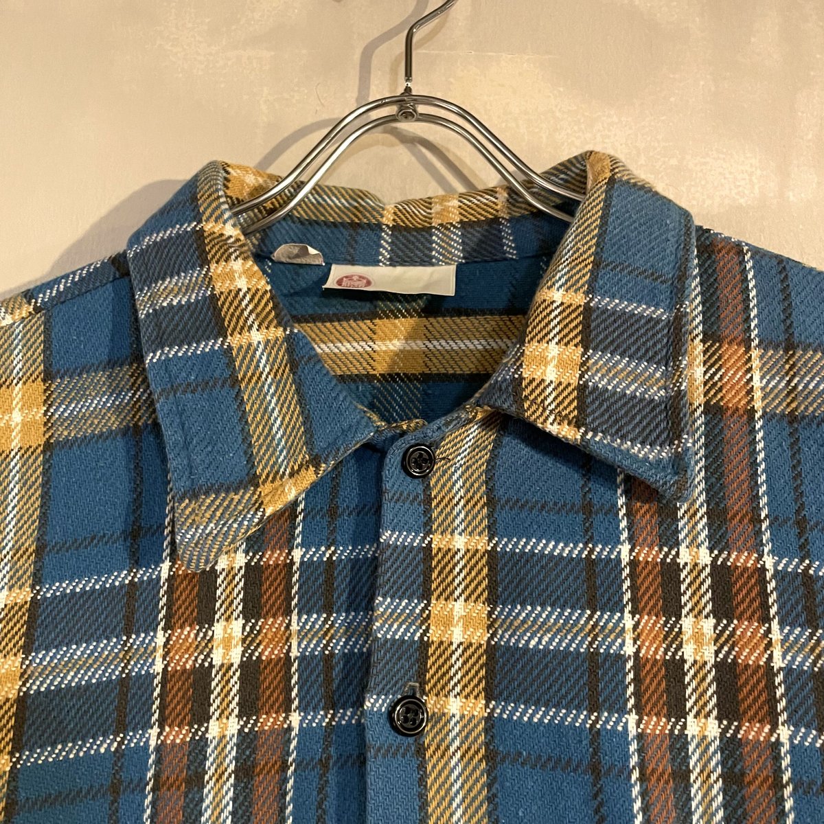 70’s ヴィンテージ　ネルシャツ 古着 70s John Weitz トリコロール カラー ボックス パジャマ