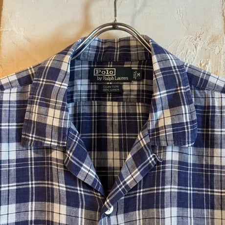 Polo by Ralph Lauren　S/S オープンカラーシャツ　CLAYTON　Size M　ポロ ラルフローレン　リネンシャツ　(S5616)