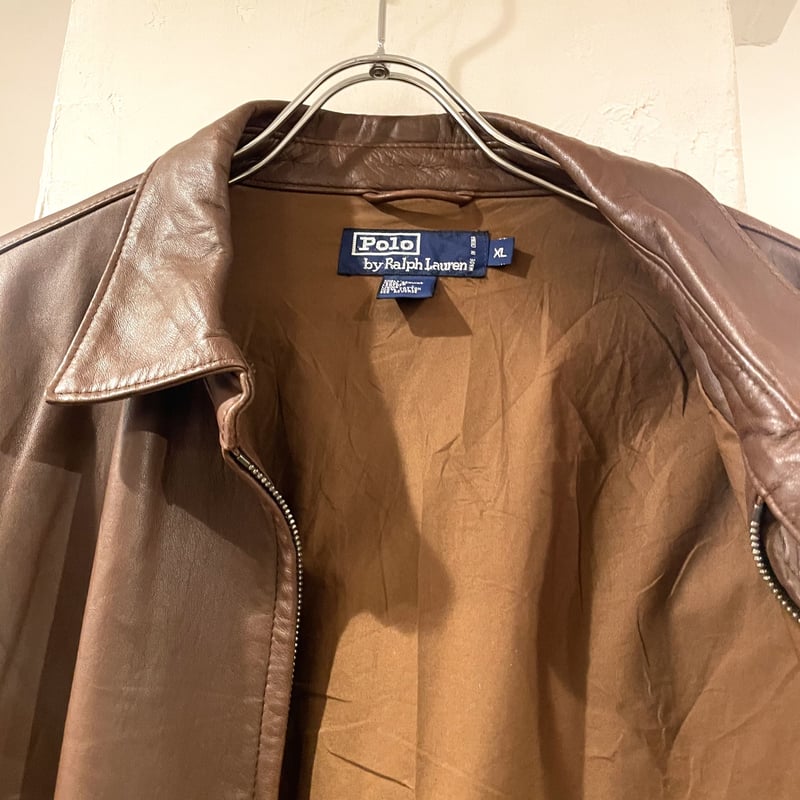 Jos. A. Bank スイングトップ ブラウン ラルフローレン POLO by Ralph Lauren レザースウィングトップ チンストラップ