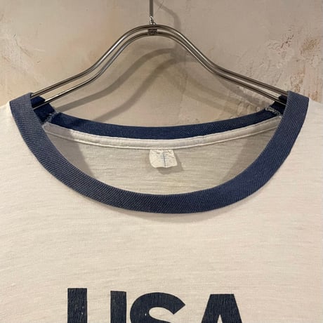 80s　S/S リンガー Tシャツ　Size XL　モスクワオリンピック　USAチーム　1980年　(S4830)