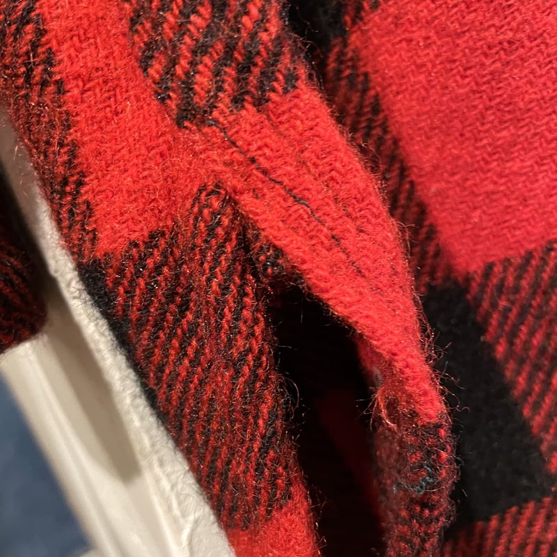 Sears 60s USA製 ウールシャツ マチ付き バッファローチェック 赤x黒