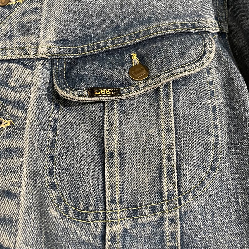 Lee デニムジャケット Gジャン ポリ混 USA製 Vintage 70s M Lee - LEE リー 70s VINATGE ボタン裏刻印21 バックペイント