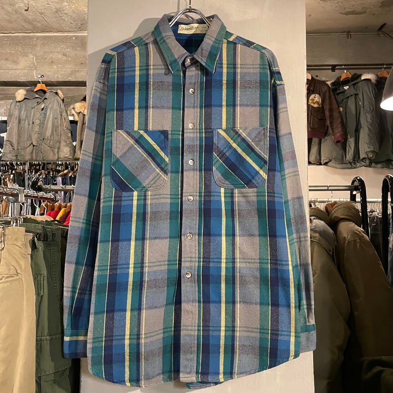 80s ST JOHN'S BAY L/S ネルシャツ USA製 Size L コットンシャツ