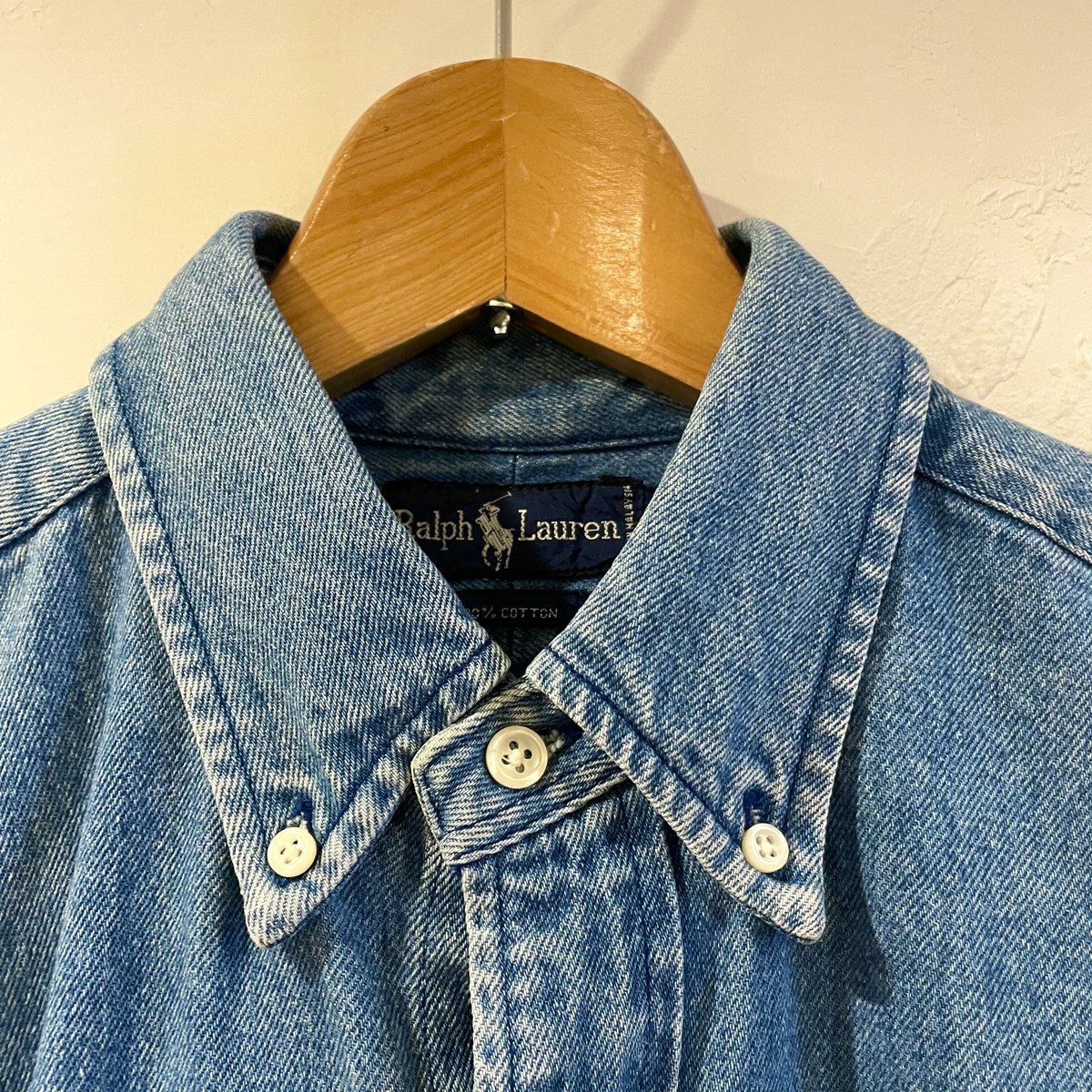 RALPH LAUREN 90s ポロベア デニムシャツ ボタンダウンシャツ 