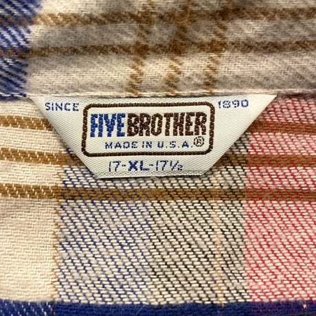 70s　FIVE BROTHER　ネルシャツ ファイブブラザー　USA製　コットンシャツ　チェック柄　(S1885)