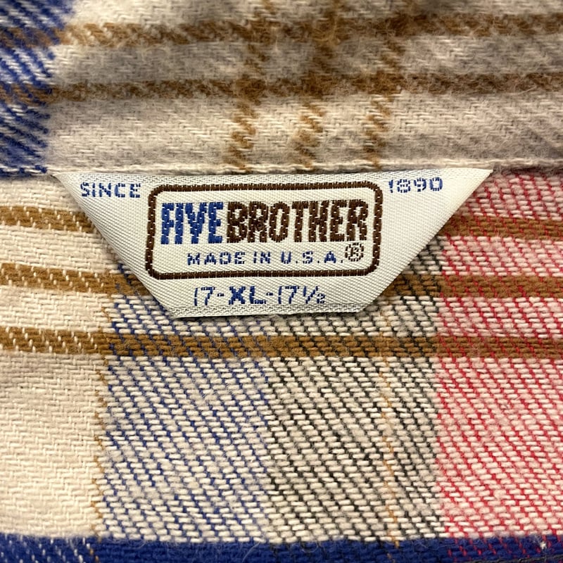 FIVEBROTHER ネルシャツ 70s usa Vintage 60s 70s NOS NWOT Five Brother USA Union Made Flannel Shirt