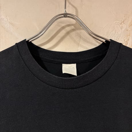 90s　S/S ダメージ Tシャツ　Size L相当　ブラック　フェード　ペンキ飛び　ポケT　雰囲気系　(S4745)