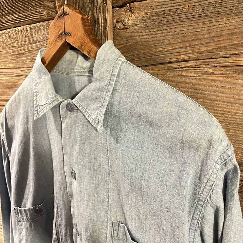 US NAVY Chambray Shirt 60s 耳付き シャンブレーシャツ ボックスシル