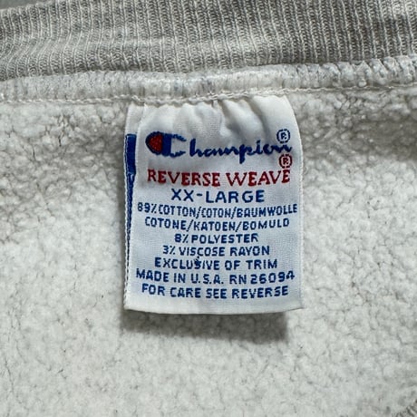 90s　Champion　リバースウィーブ　Reverse Weave　USA製　Size XXL　CORNELL UNIVERSITY　刺繡タグ　チャンピオン　(S5394)