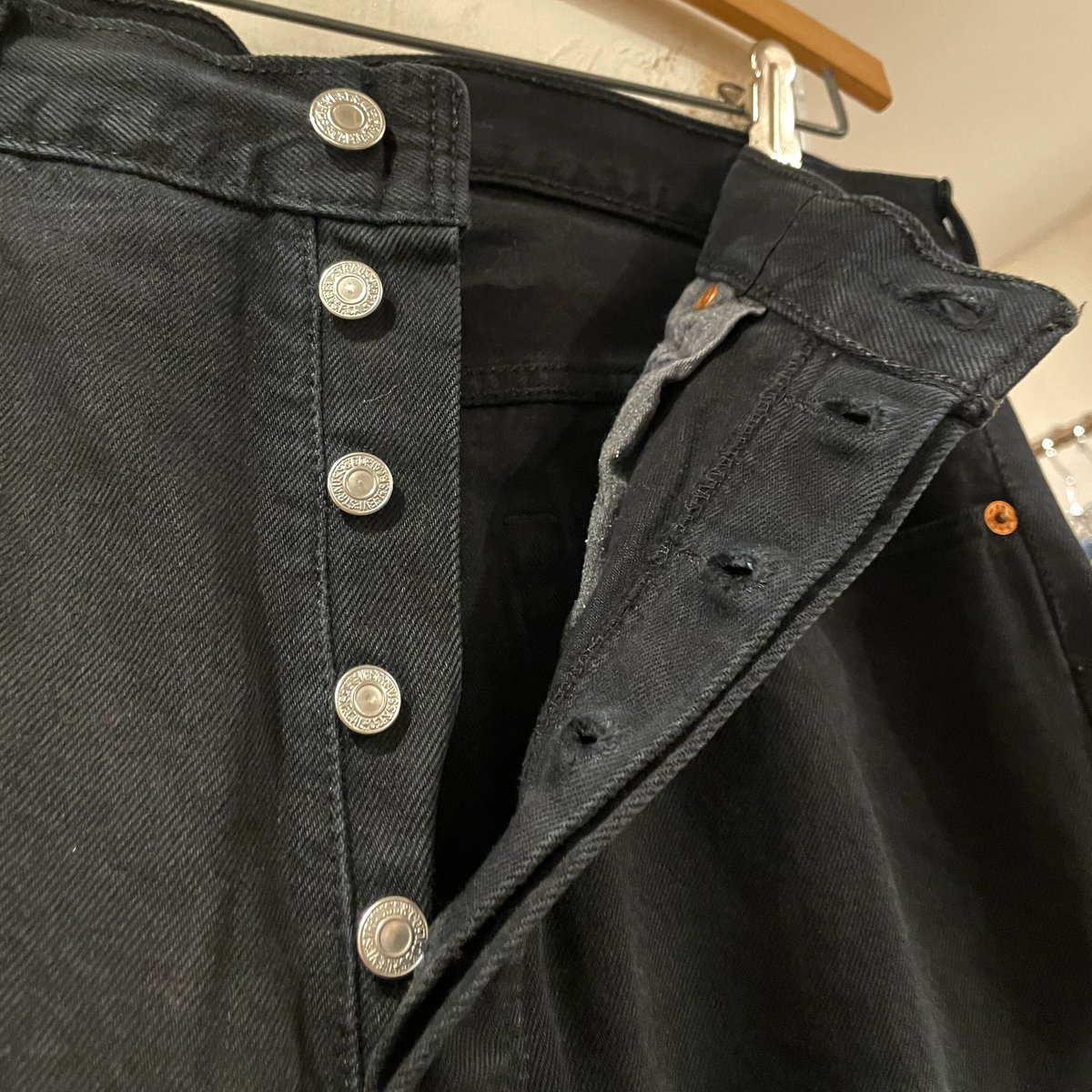 90s Levi's 501 後染めブラックデニムパンツ ユーロリーバイス ボタン