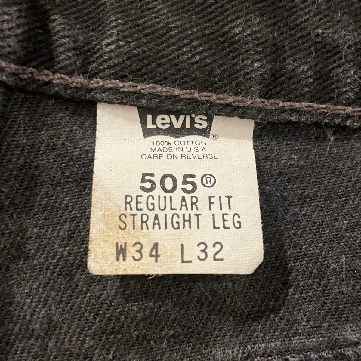 Levi's 505 後染めブラックデニムパンツ リーバイス505 ボタン裏 Levi's 505 後染めブラックデニムパンツ リーバイス505 ボタン裏