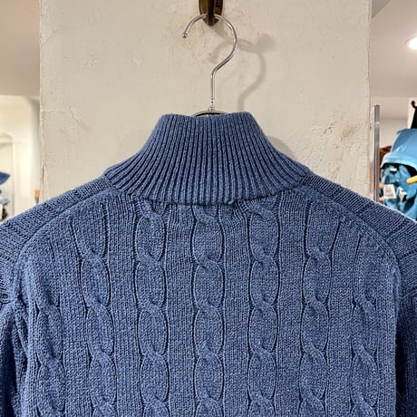 POLO Ralph Lauren　ハーフジップケーブルニット　ラルフローレン　水色　Mサイズ　(S2822)